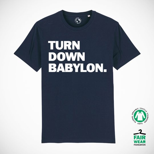 "Turn Down Babylon" Organic T-Shirt (Men's/Unisex) [BLUE]