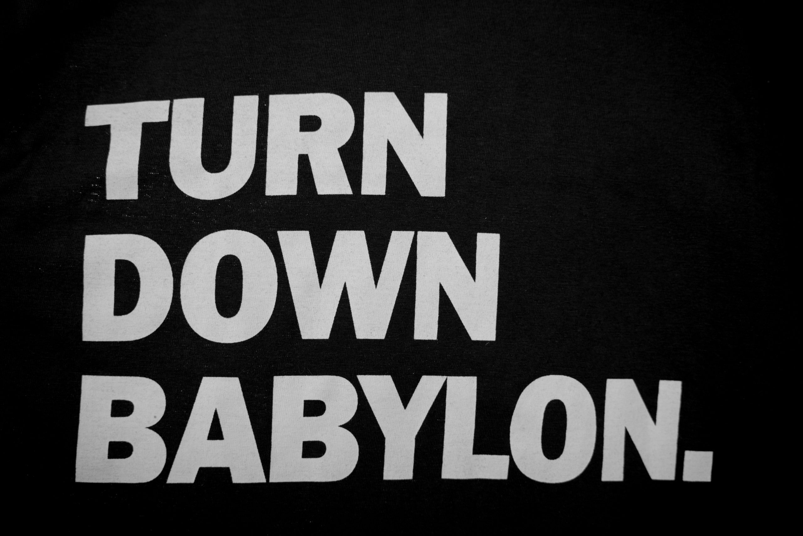"Turn Down Babylon" Organic T-Shirt (Men's/Unisex) [BLACK]