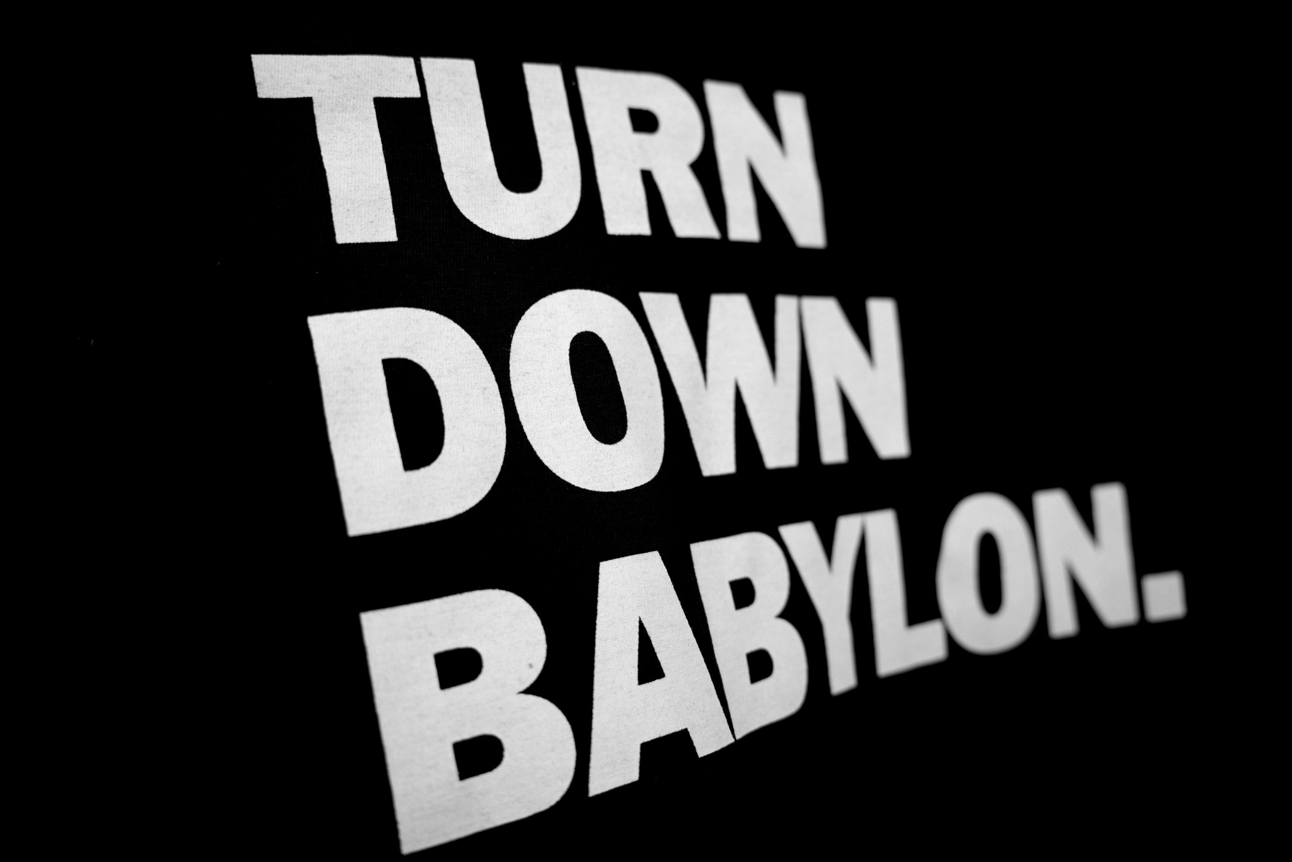 "Turn Down Babylon" Organic Hoodie (Men's/Unisex) [BLACK]