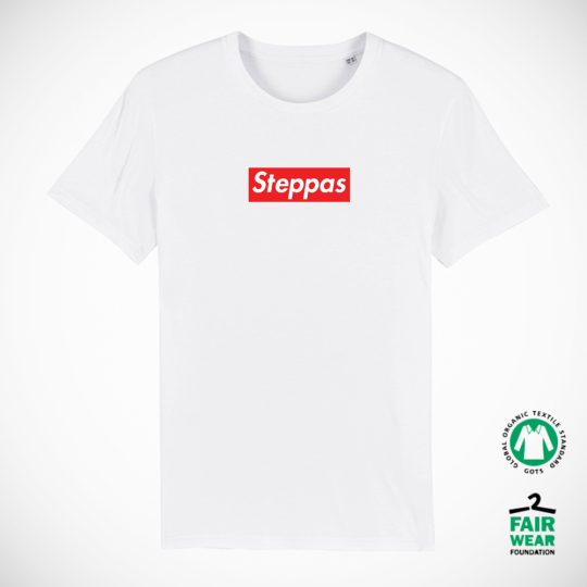 "Steppas Box" Organic T-Shirt (Men's/Unisex) [WHITE]