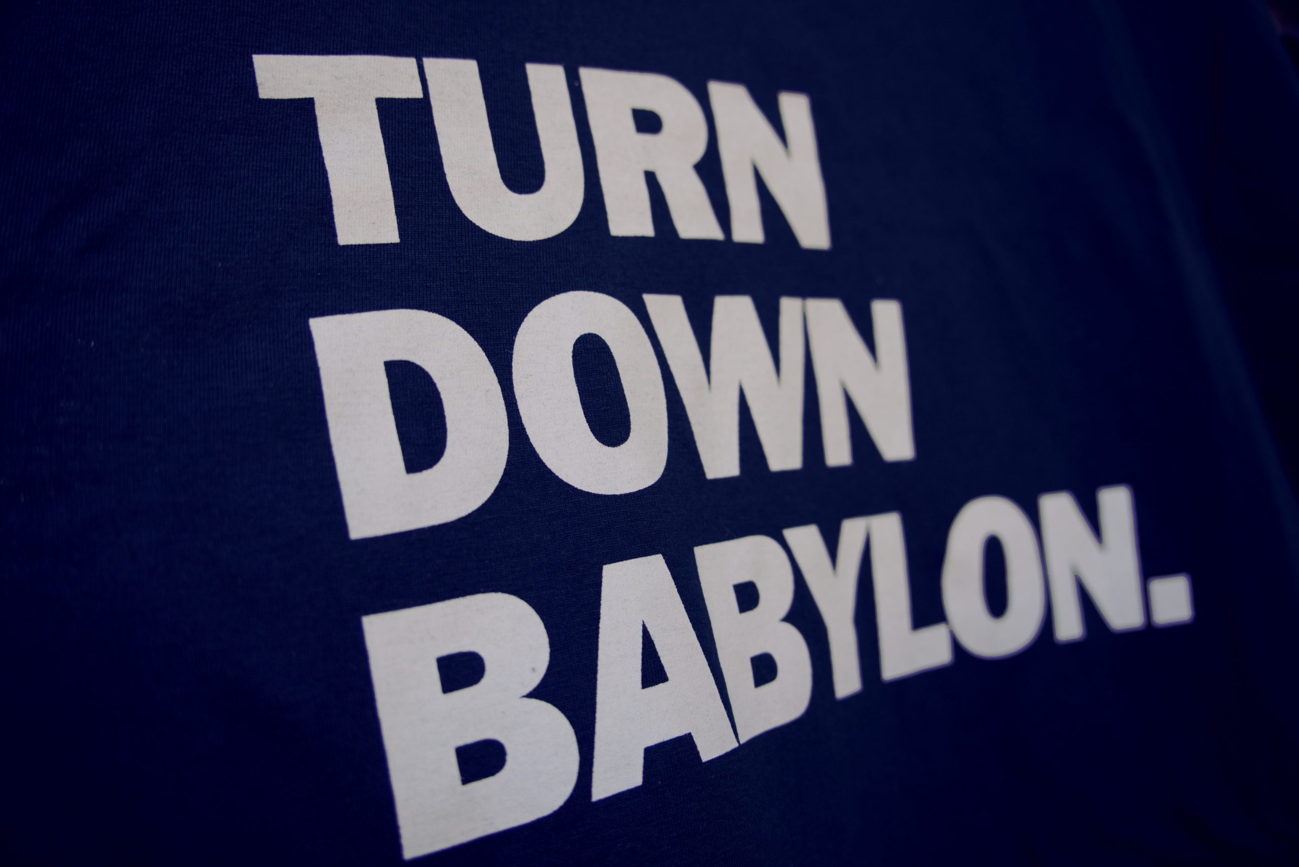 "Turn Down Babylon" Organic T-Shirt (Men's/Unisex) [BLUE]