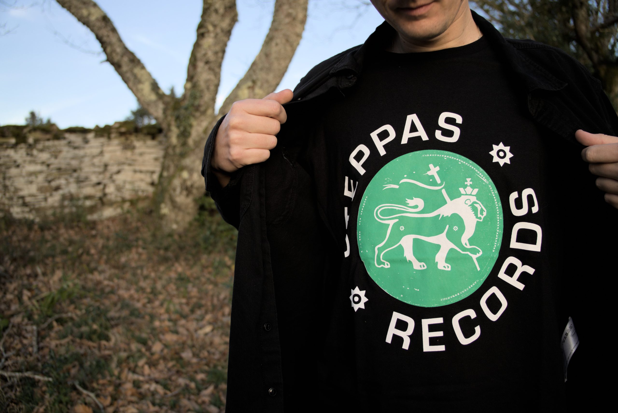 Steppas "Lion" Organic T-Shirt (Men's/Unisex) [GREEN ON BLACK]