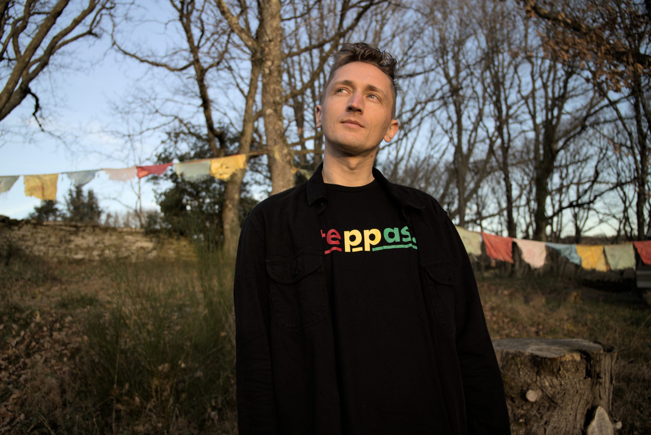 Steppas "Red-Yellow-Green" Organic T-Shirt (Men's/Unisex) [BLACK]