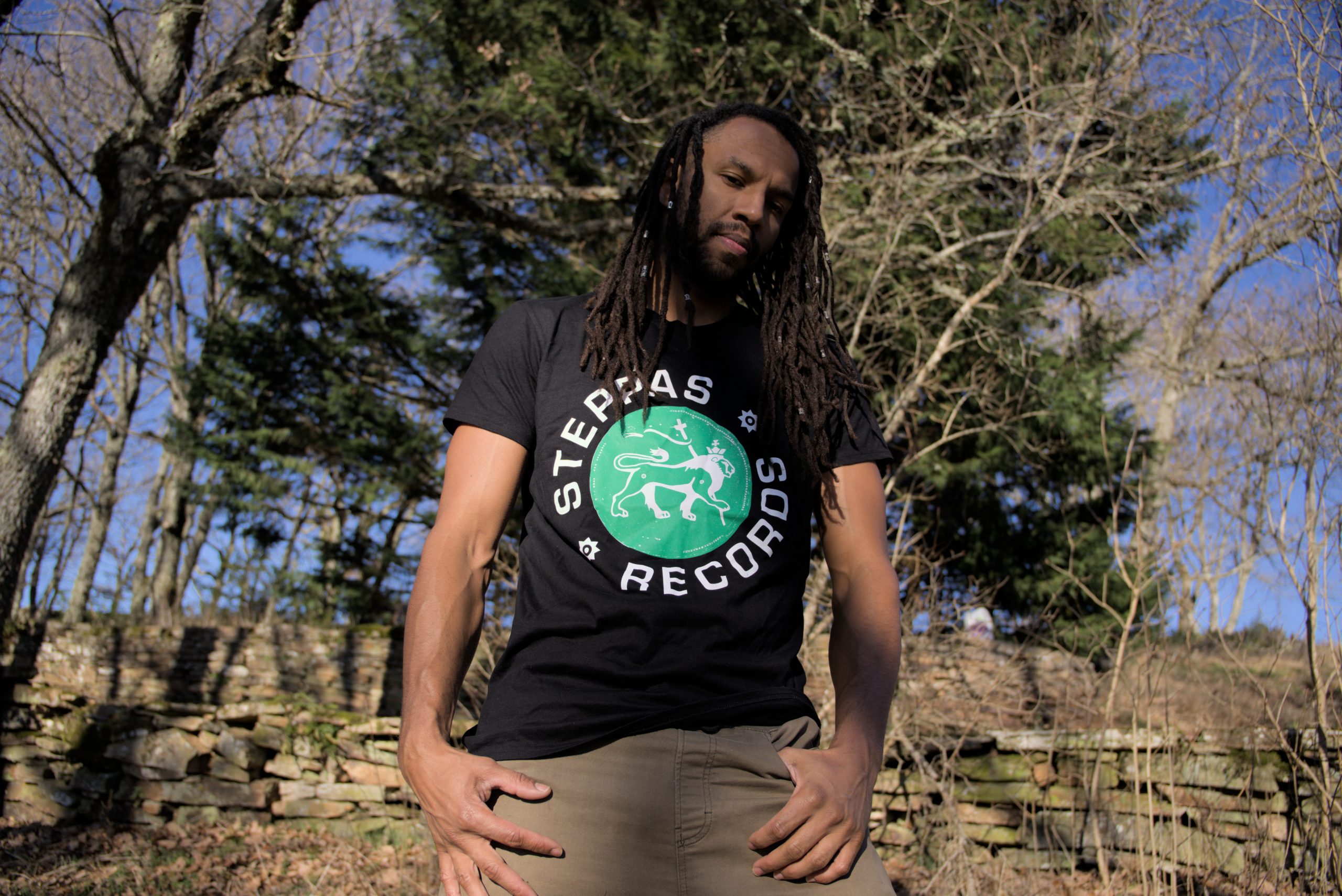 Steppas "Lion" Organic T-Shirt (Men's/Unisex) [GREEN ON BLACK]