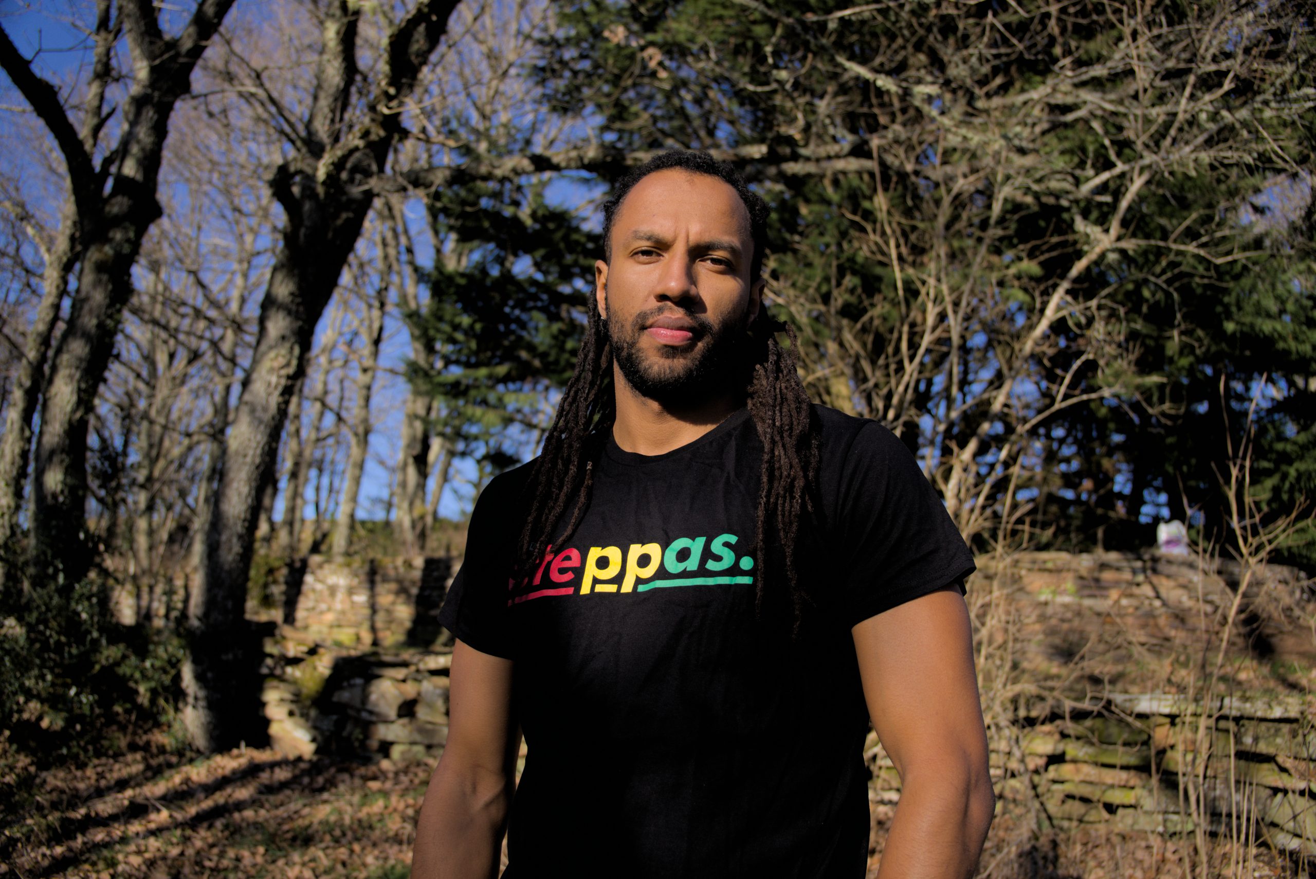 Steppas "Red-Yellow-Green" Organic T-Shirt (Men's/Unisex) [BLACK]