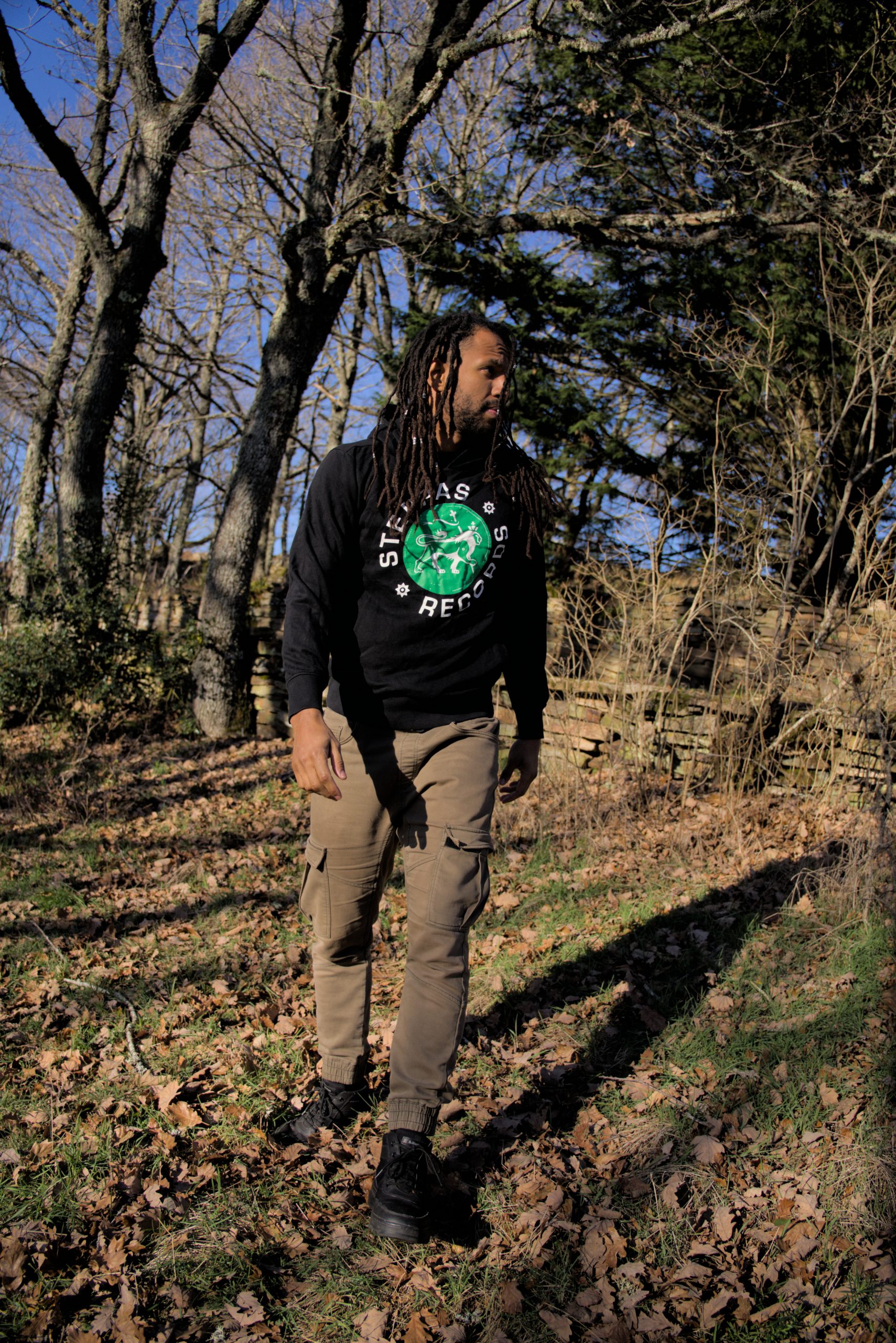 Steppas "Lion" Organic Hoodie (Men's/Unisex) [GREEN ON BLACK]