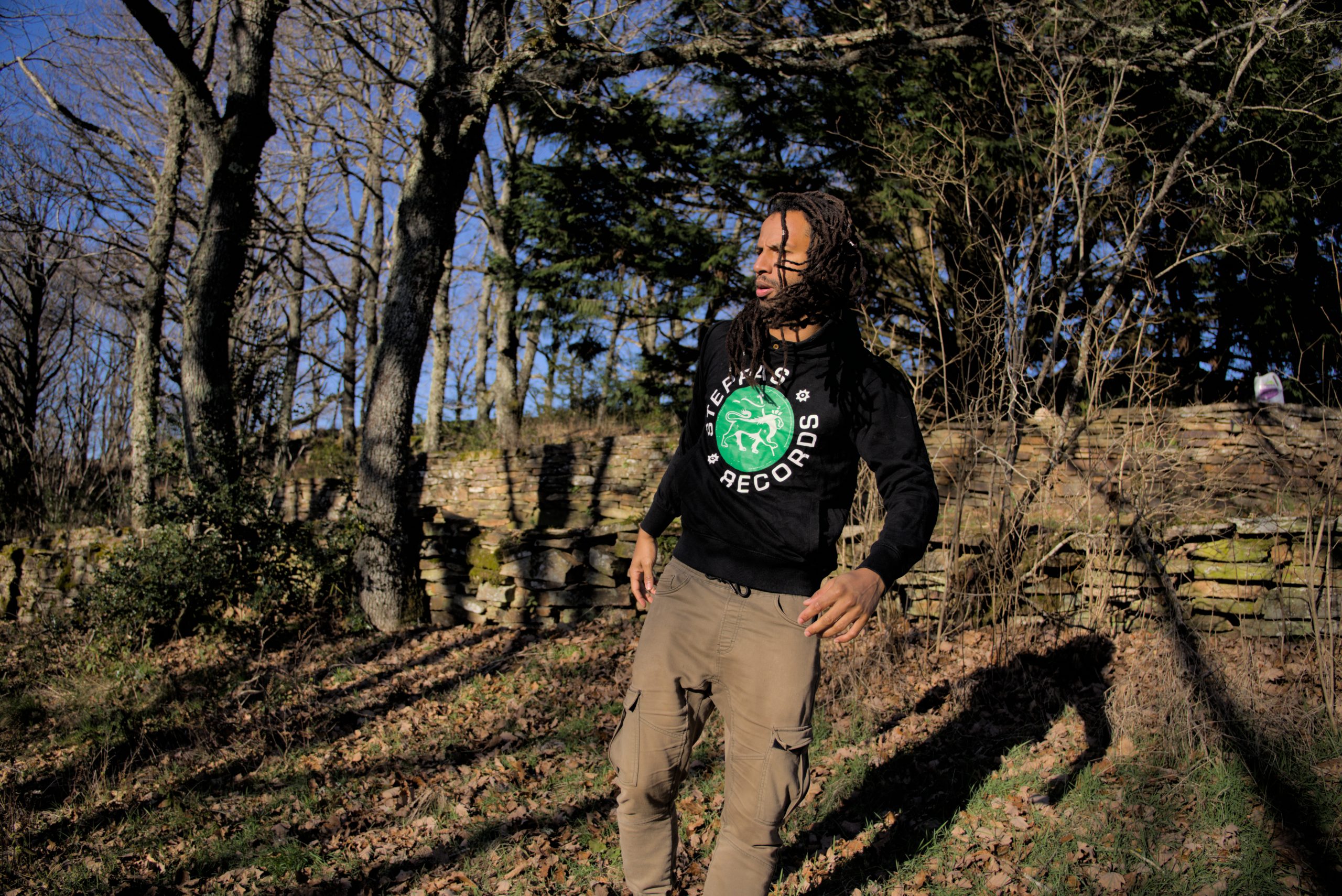 Steppas "Lion" Organic Hoodie (Men's/Unisex) [GREEN ON BLACK]